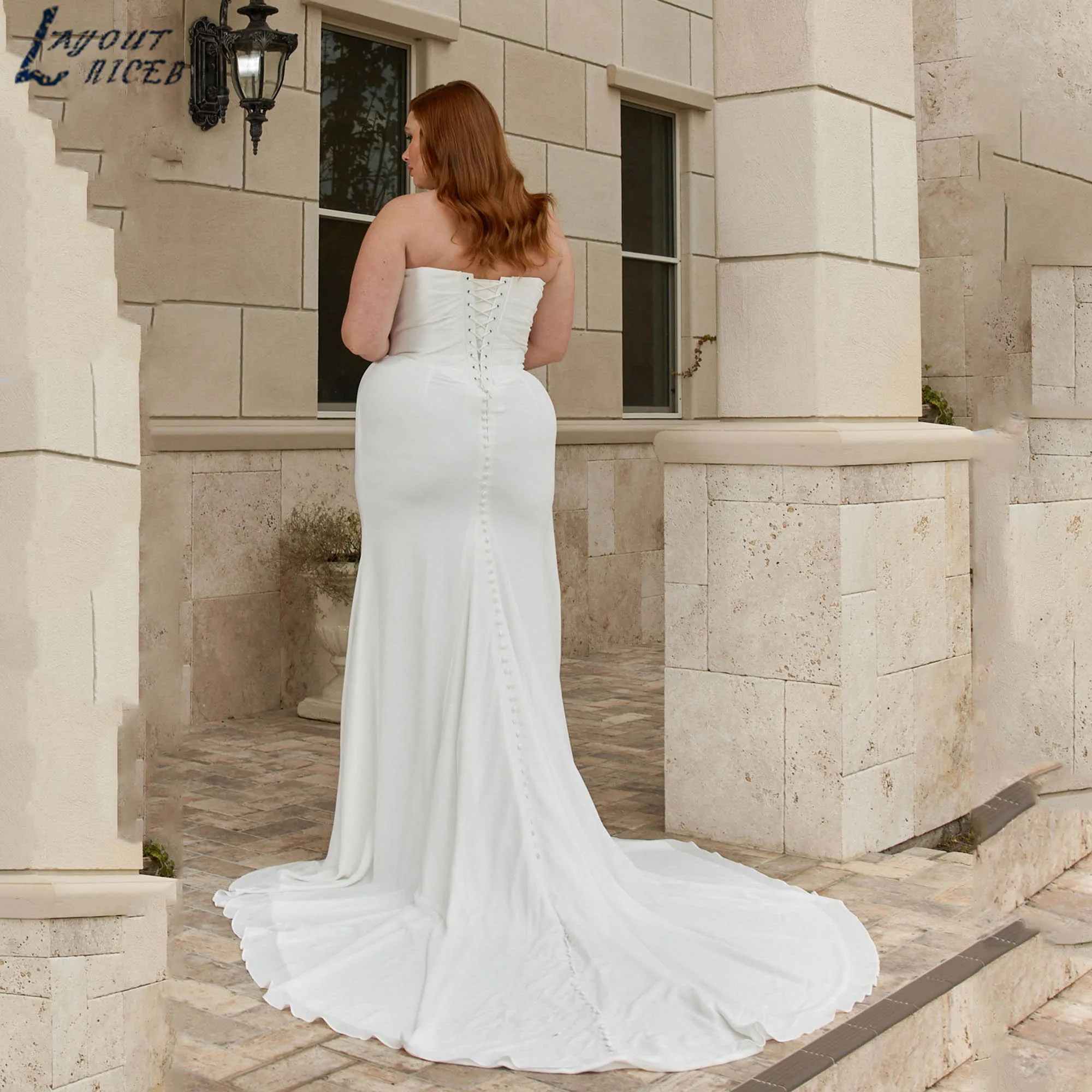 Minimalist Dress For Brides Chiffon Strapless Backless Lace Up Wedding Gowns Elegant Mermaid Plus Size robe de mariée Customized