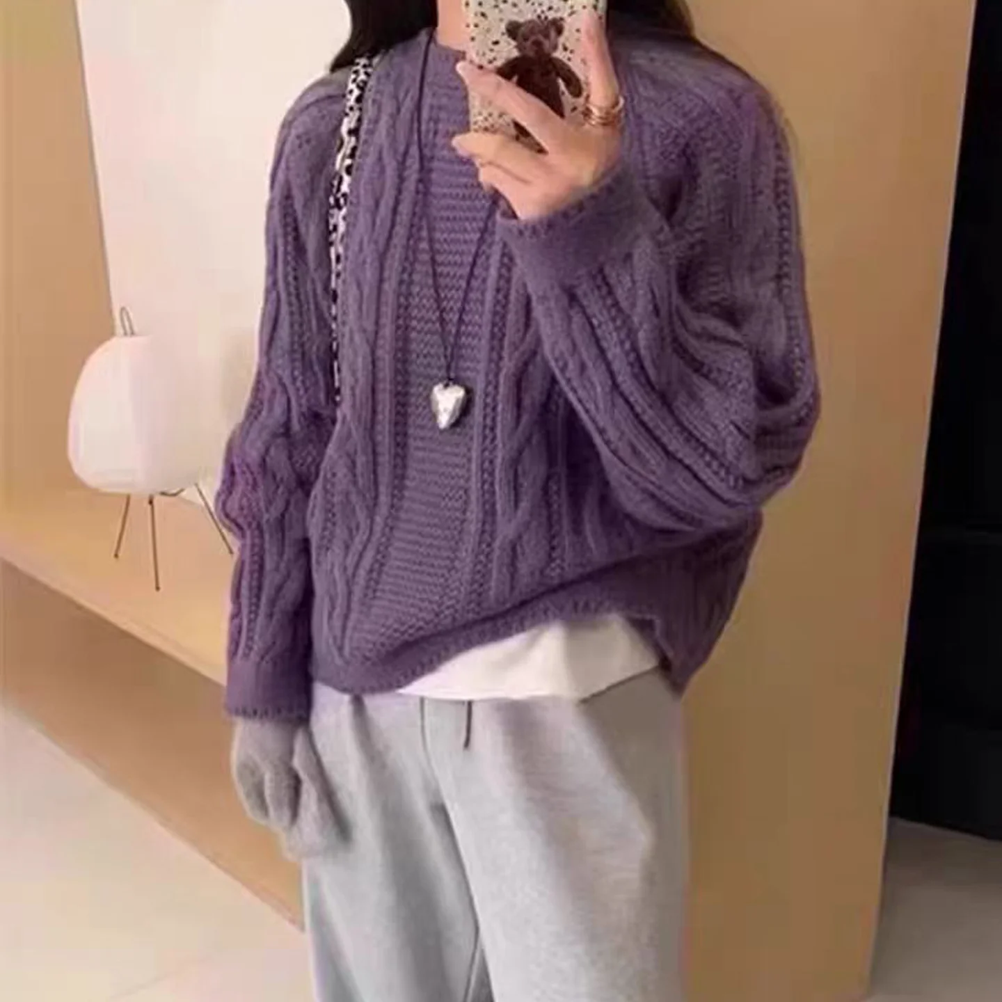 

Вязаный женский пуловер из 100% мериносовой шерсти, свитер с круглым вырезом, свободный и теплый, новый хит продаж FRSEUCAG, женский свитер с длинными рукавами