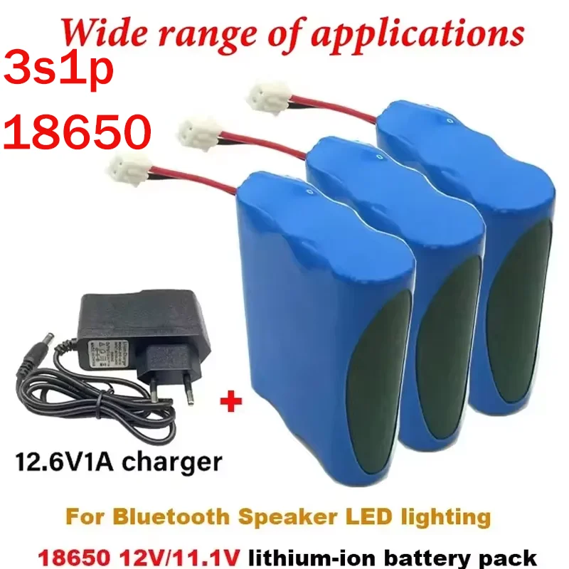 3S1P 18650 Lithium-ion Battery Pack 12V Battery 12.6V/11.1V 3500mAh W/ BMS for Backup Power Ups CCTV Camerar Speaker Bluetooth