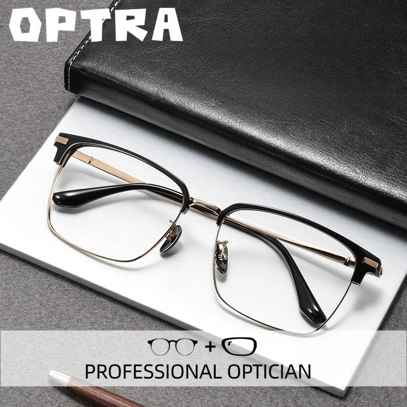 

OPTRA Ultralight Fashion Reading Glasses Men Anti Blue Ray Myopia Photochromic Eyeglasses Custom Prescription Optical Eyewear