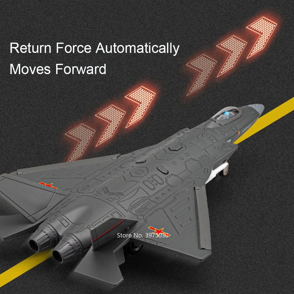 합금 다이캐스트 사운드 라이트 풀백 시뮬레이션 비행기 모델, 소년용 자동차, 스텔스 전투기, 군사 장난감, 항공기 모델, 1/68 J-31