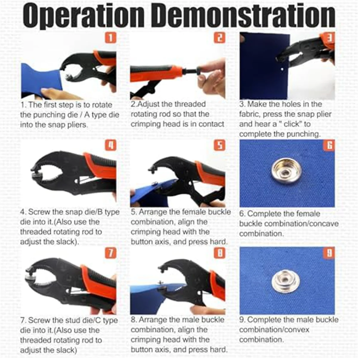 

Heavy Duty Fastener Plier Tool Set, 60 Sets Leather Metal Sn Hot sale tools s Snap Kit