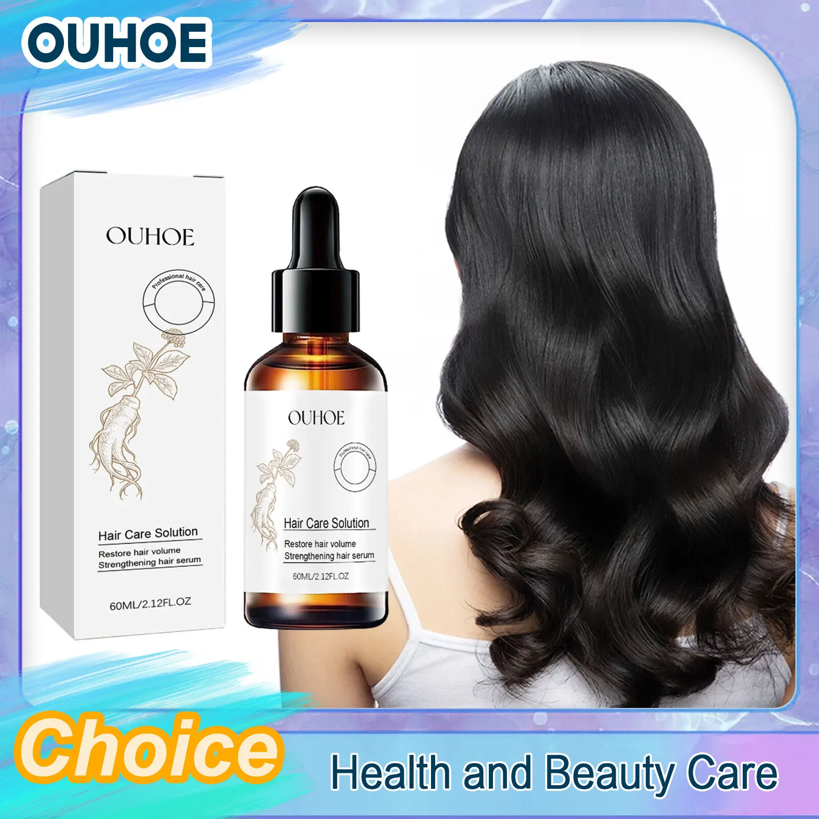 

Hair Growth Serum Repair Dry Damaged Alopecia Baldness Treatment Strengthen Moisturizing Nourishing Hair Scalp Care Product 60ml