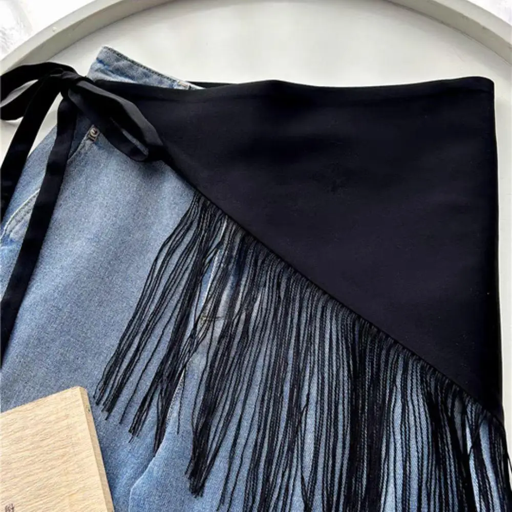 

New Chinese-style Triangular Scarf Tie Ladies Decorative Waist Cover Hot Girl Fart Curtain Triangle Hair Scarf Black Shawl Women