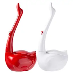 Creative Toilet Bowl Brush & Holder Standable Self Contained Cleaning Fliud Toilet Brushes Set Two-color Swan Shape Design