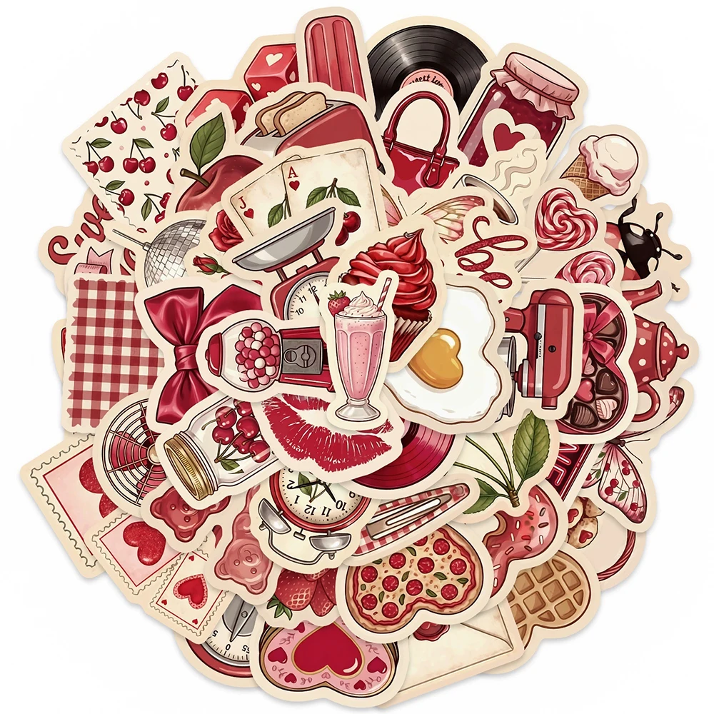 

10/30/50pcs Retro Pink Sweetheart Cartoon Stickers Aesthetic Graffiti Decals Decoration Luggage Phone Laptop Waterproof Sticker