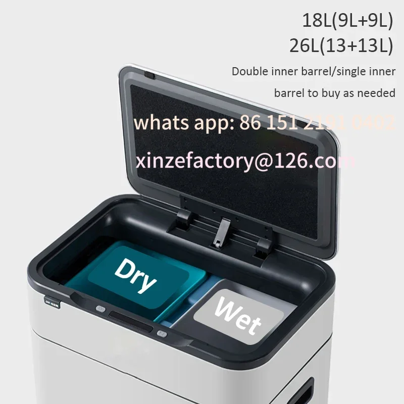 

Customizable 9L 13L 18L 26L 30L Kitchen Trash Can Smart Sensor Stainless Steel Waterproof Trash Bin Large-capacity