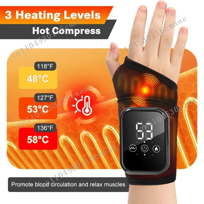 New 3 Kinds of Vibration 3-speed Hot Compress Wrist Protection Electric Touch Screen Hand Massager Timed Universal Pain Relief