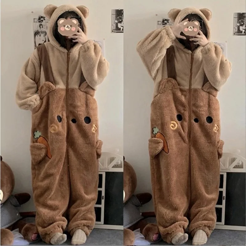 Autumn and winter coral velvet cute burst models backstrap bear clownfish thickened home wear female can be worn outside