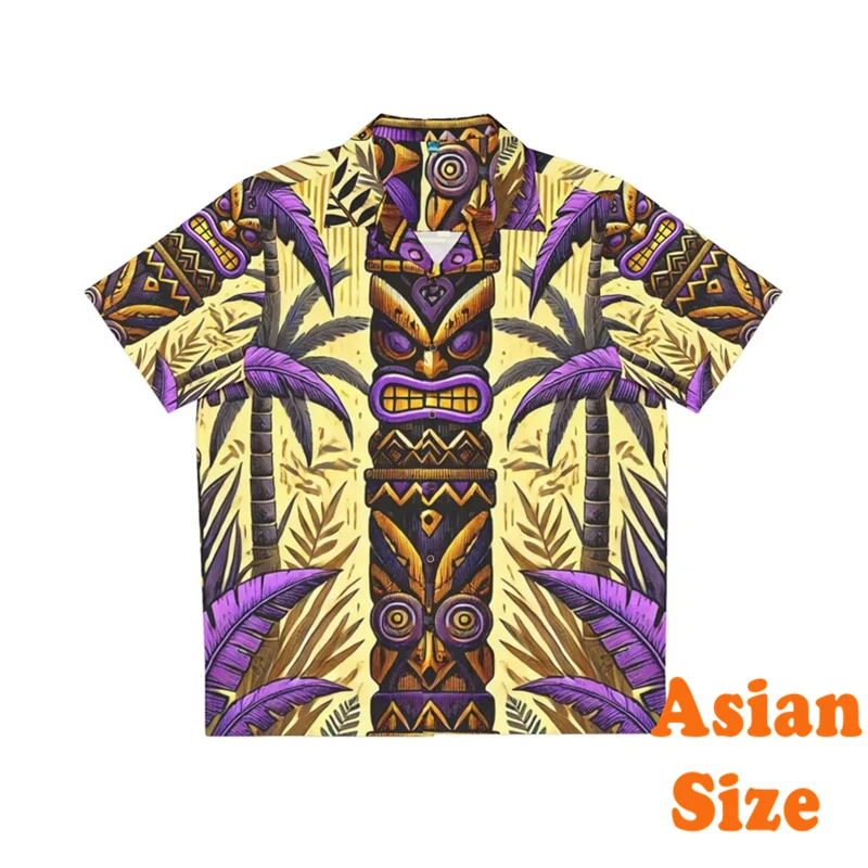 Hawaii Tiki Graphic Shirt For Men's Clothing Ethnic Tribal Culture Style 3D Print Shirts Casual Funny Vacation Summer Blouse