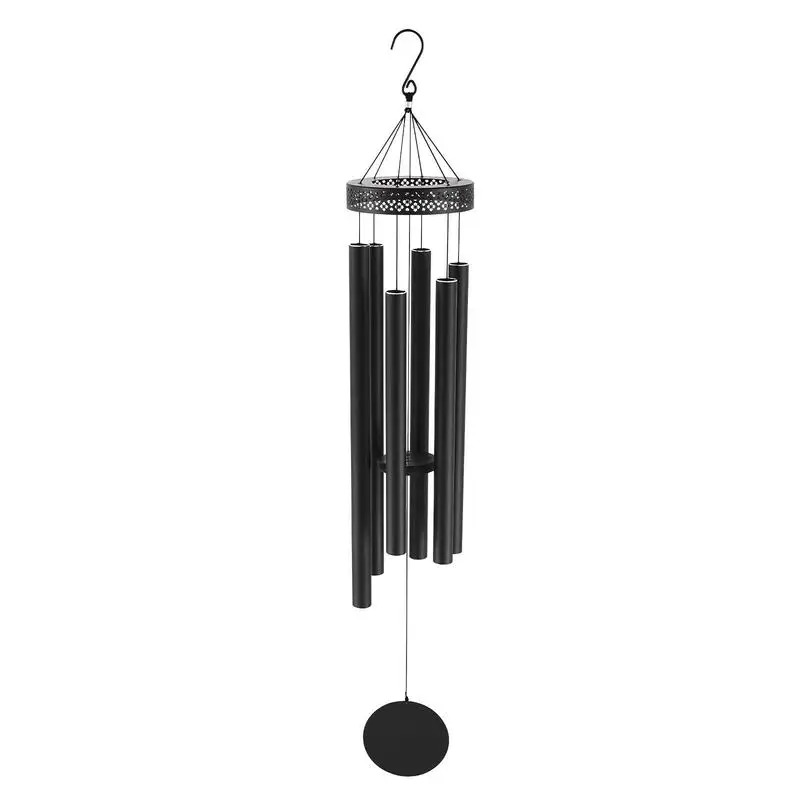 Wind Chimes for Outside, 58 in, Deep Tone Wind Chimes with 6 Tubes, Unique Large Memorial Wind Chimes for Anniversary, Amazing Outdoor Decor for Your Patio, Porch, Garden and Backyard, Black