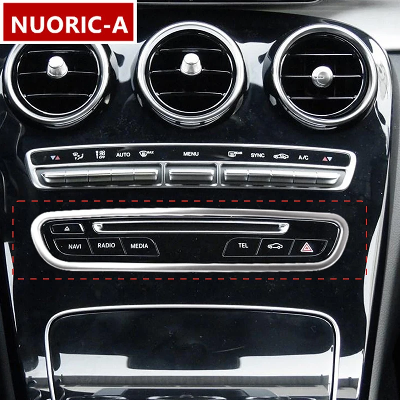 Mittelkonsole CD-Tasten Rahmen dekorative Abdeckung Aufkleber Trim für Mercedes Benz C-Klasse W205 GLC X253 2015–2018 Innenaufkleber