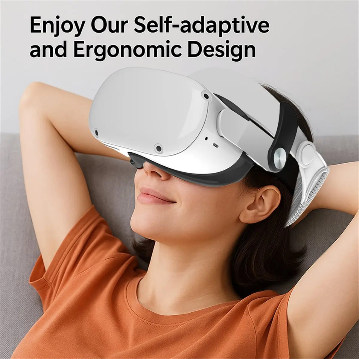 ABZJ Adjustable Head Strap for Meta Quest 2 VR Headset Improve Comfort Pressure Relief VR Accessories White - view 5