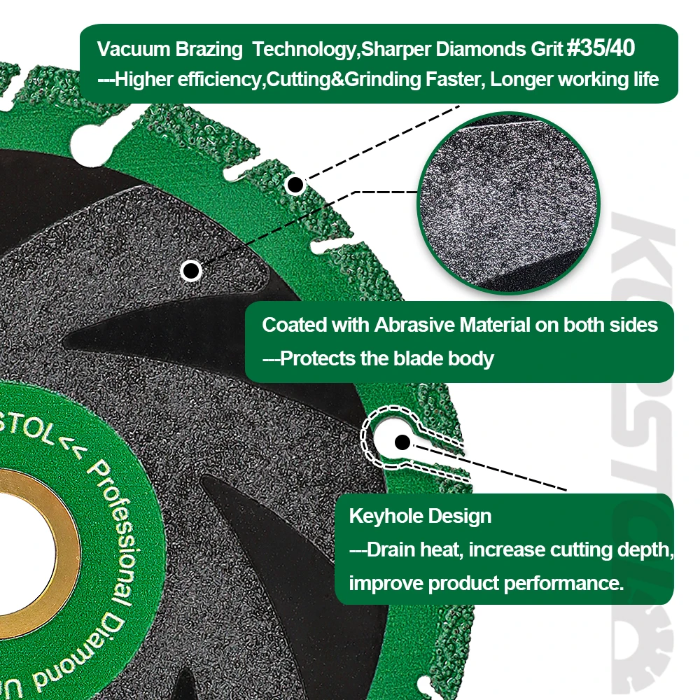 Imagem -05 - Kurstol-lâmina de Serra de Corte para Todos os Fins Pedra Ferro Aço Concreto Armado Mármore Disco de Diamante 115 mm 125 mm 230 mm 1pc