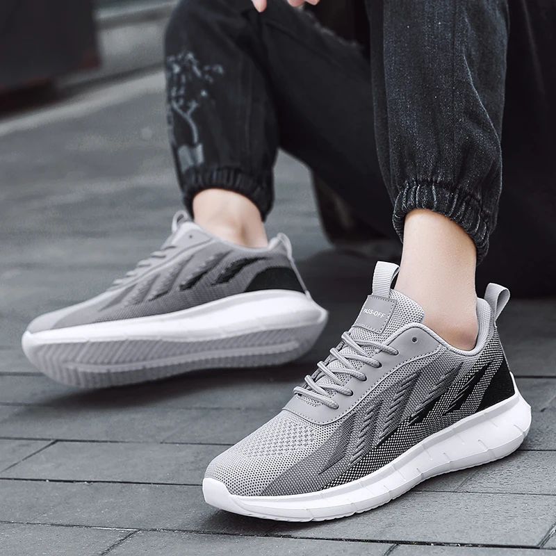 New Flying Woven Fabric Breathable Men's Shoes 46 Large Size 47 Sports Casual Shoes Young Students Fashion Running Shoes