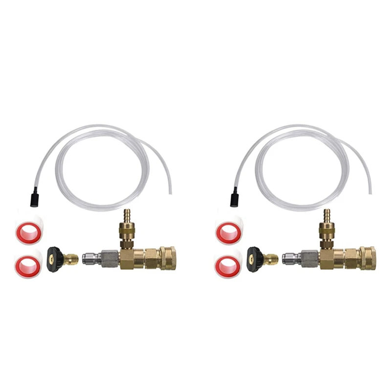 2X Adjustable Chemical Injector Kit,Soap Chemical Injector For Pressure Washer, 3/8 Inch Quick Connect