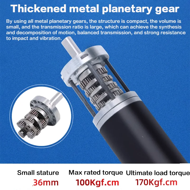 

36GP 36ZY Планетарный редуктор с прямым потоком, двигатель вперед/назад, низкий уровень шума, высокий крутящий момент, 12 В, 24 В, регулируемая скорость