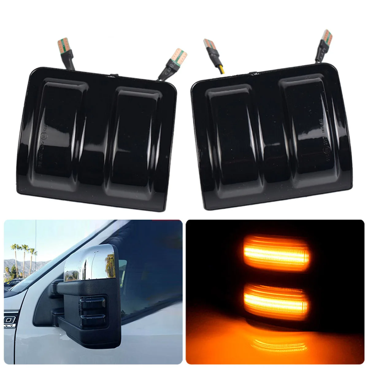 Smoked Lens Amber LED Side Mirror Marker Lamps Turn Signal Light For 2008-2016 Ford F250 F350 F450 Super Duty Car Styling