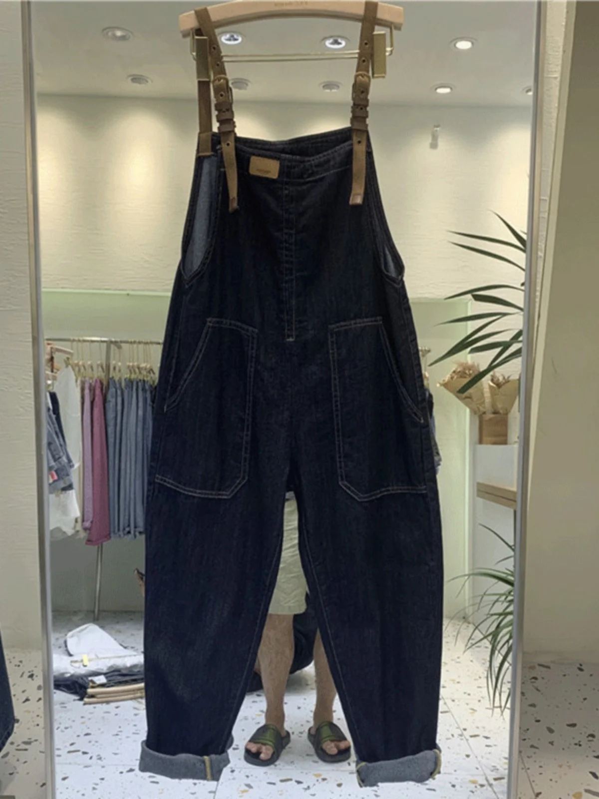 

Свободные женские джинсовые комбинезоны в корейском стиле, весна-осень, большие размеры, широкие штанины, цельные брюки с эффектом похудения