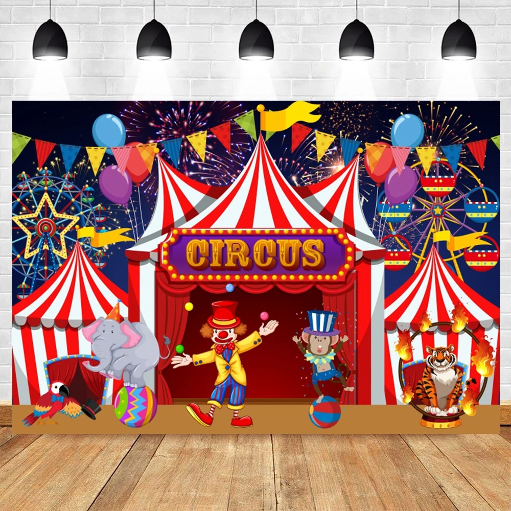 Fondo de tienda de circo rojo para fotografía, decoración personalizada para fiesta de cumpleaños, cartel de fondo para retrato de circo nocturno de carnaval