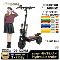 Boyueda S3 6000w 60v 38ah electric scooter dual motor removable seat hydraulic shock absorption 11 inch off-road tyre escooter
