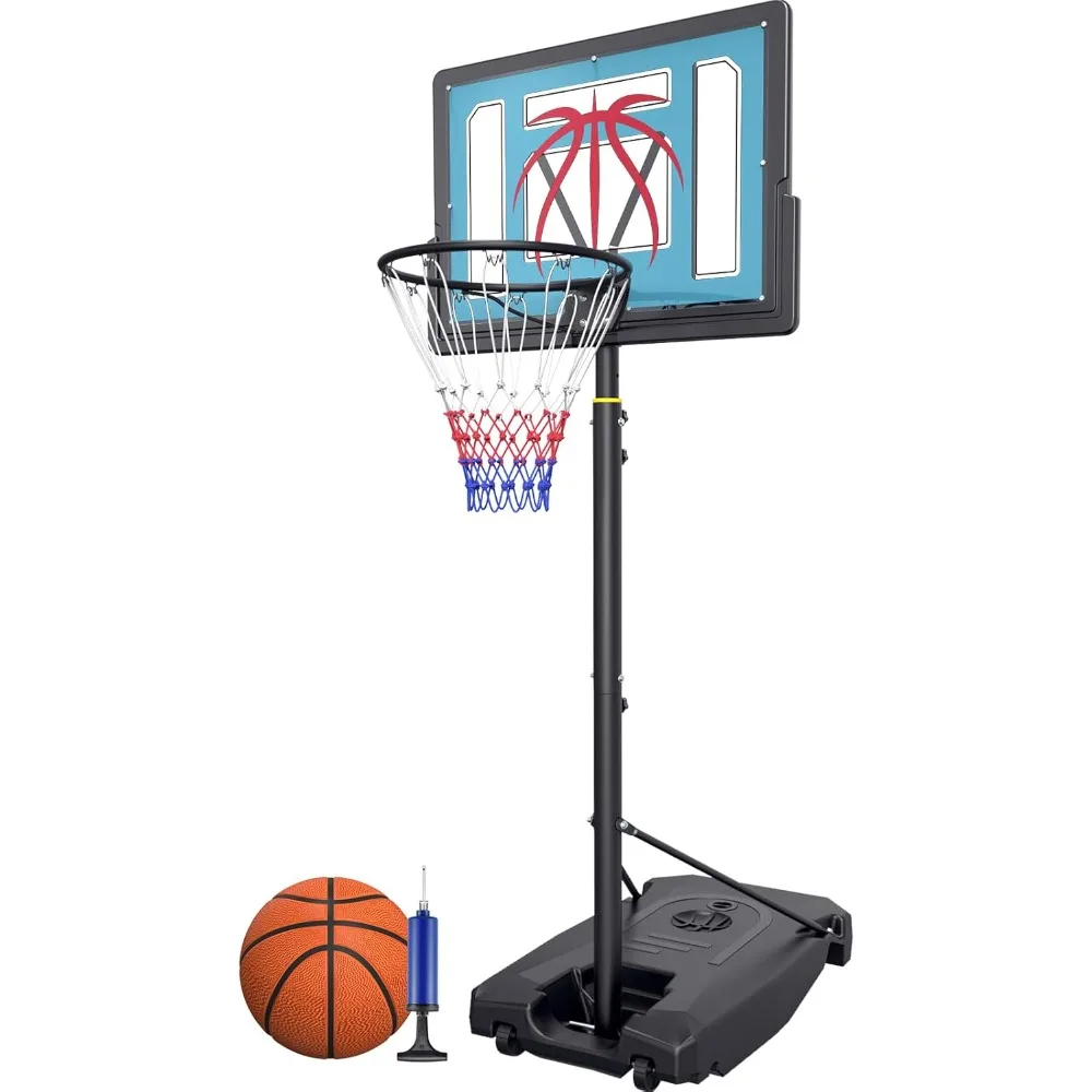 

Basketball Hoop Outdoor 4.82-8.53ft Adjustable,Portable Basketball Hoop & Goals with 2 Wheels,32 Inch PC Backboard/Fillable Base