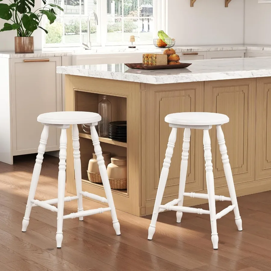 

Набор барных стульев из 2 стульев для фермерского дома без спинки, деревянные барные стулья без спинки, высота стойки для кухонной стойки острова