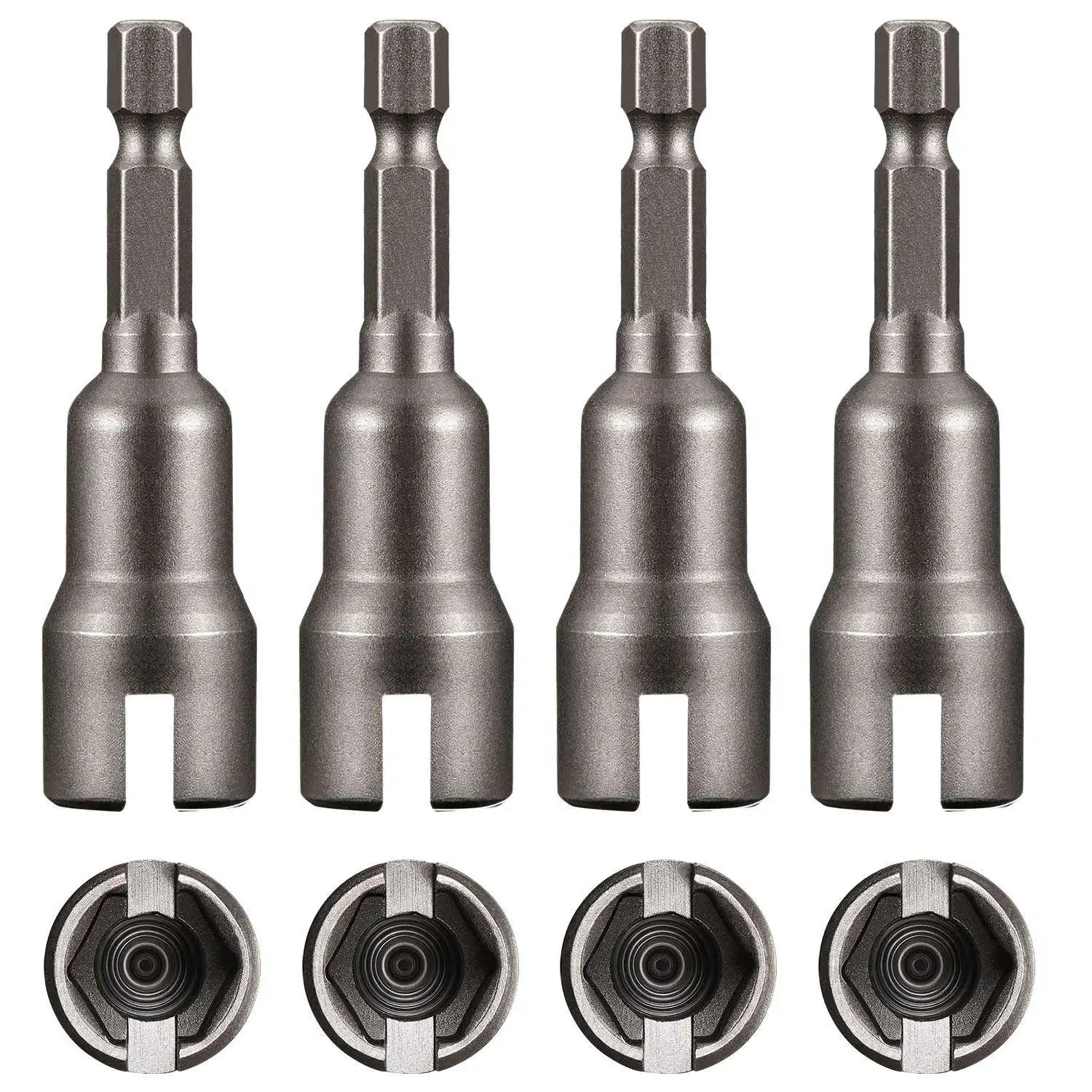 4Pcs Power Wing Nut Driver Set,Slot Wing Nuts Drill Bit Socket Wrenches Tools Set,1/4 Inch Hex Shank Drills Bits for Panel Nuts