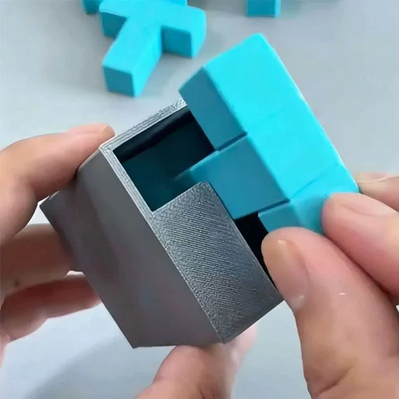 Geometric 6T Logic Puzzle Box Brain Teaser 3D Printing Toys for Adults & Kids IQ Challenge Problem Solving Educational Gifts