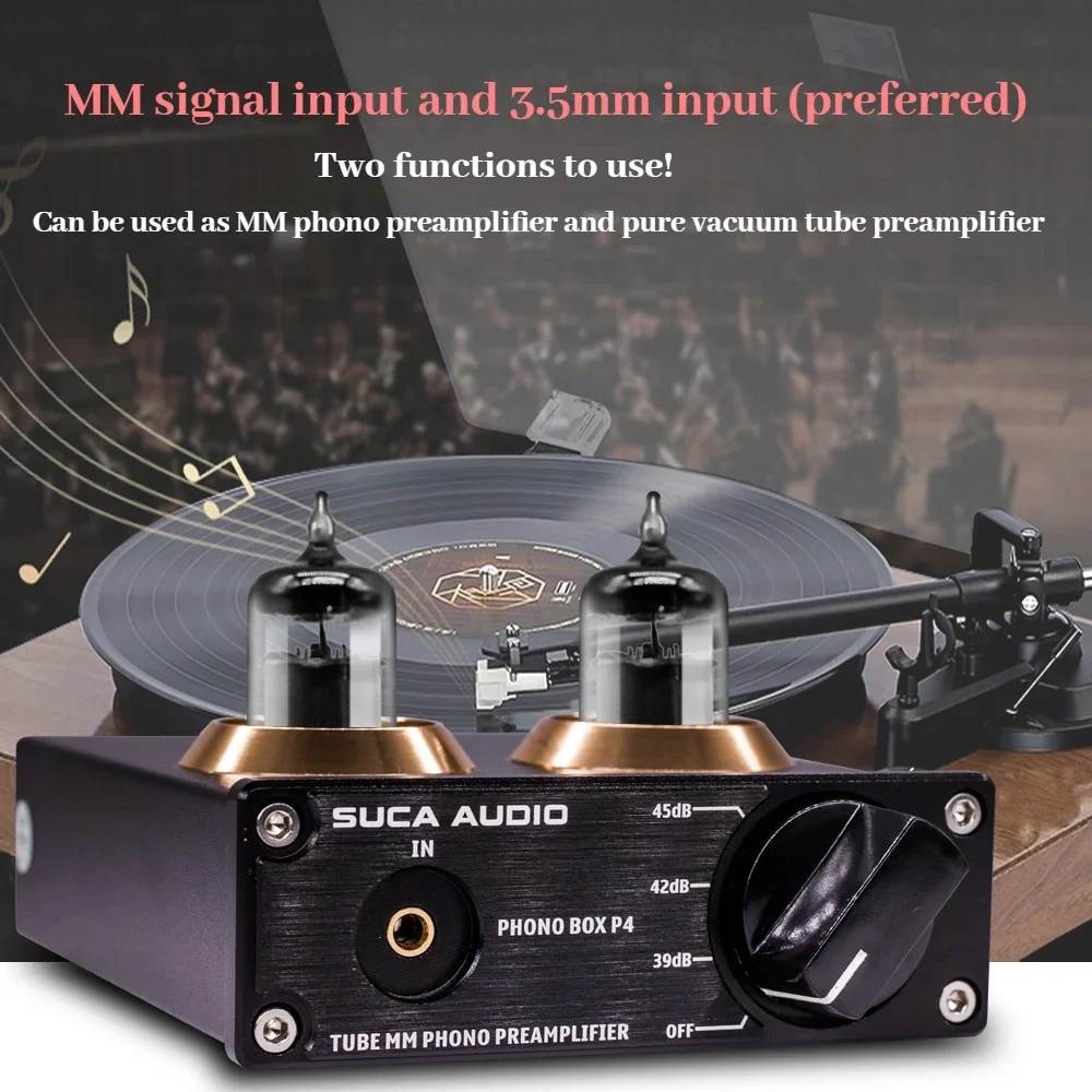 SUCAAUDIO kotak PHONO P4 tabung pemutar rekaman vinil bergerak magnetik pickup HIFI demam empedu phono preamplifier