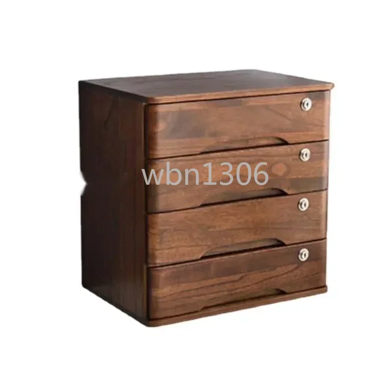 

Solid wood desktop storage box with lock drawer type multi-layer storage cabinet office sundries document storage cabinet
