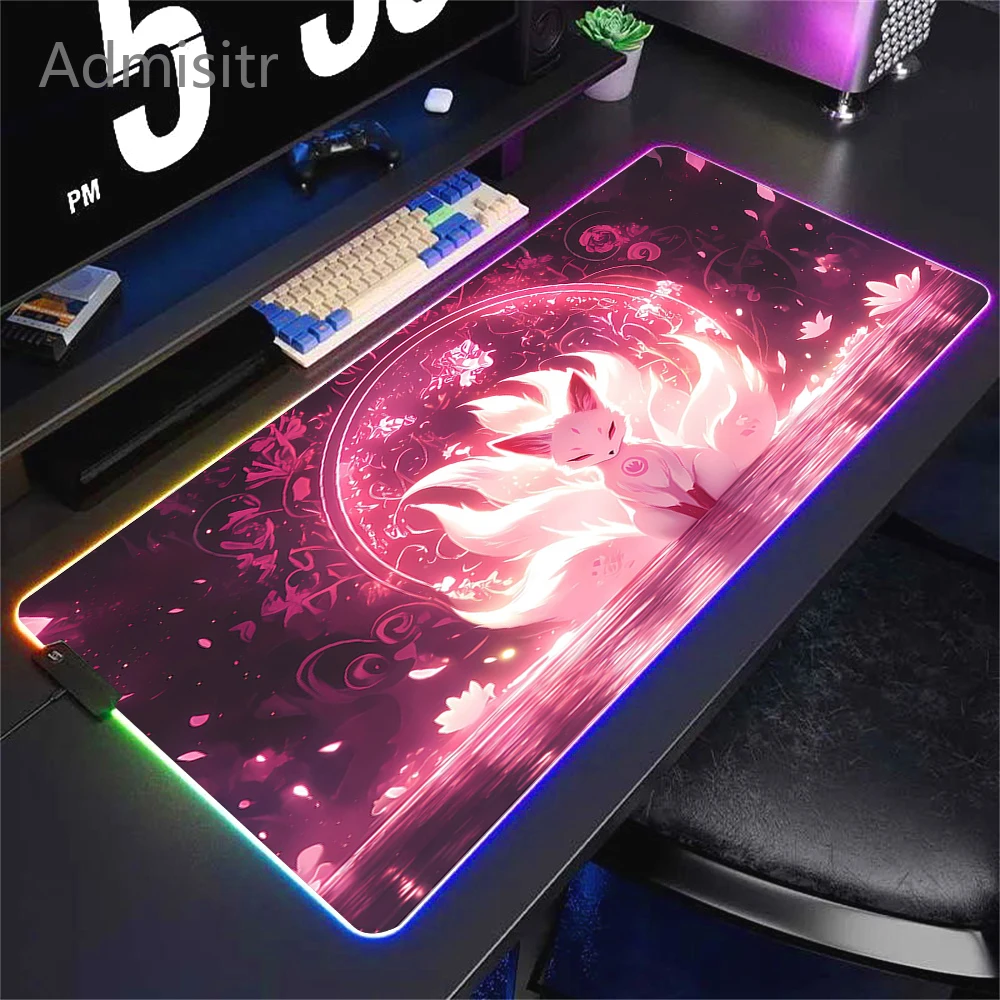 Imagem -02 - Non-slip Borracha Gaming Mouse Pad Led Glowing Mouse Mats Rgb Teclado Gamer Acessório de Computador pc Escritório