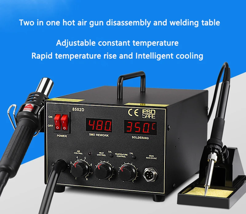 

Two in one Hot air gun Electric soldering iron disassembly and welding table 8502D Digital display Electronic phone maintenance