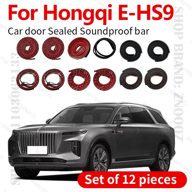 

For 2020-2025 Hongqi E-HS9 Car Door Seal Strip Rubber Double Layer Sealing Protector Soundproof Dustproof Seal Strip 12PCS Set