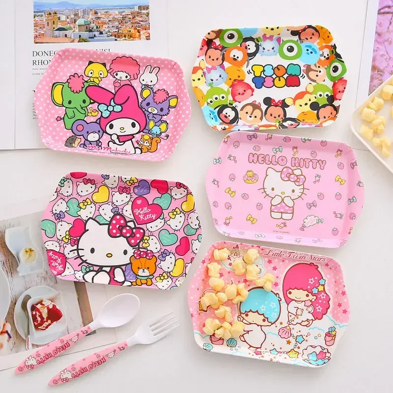 Hello KittyFruit plate living room home cartoon cute small tray plastic children snacks snacks small plate square plate