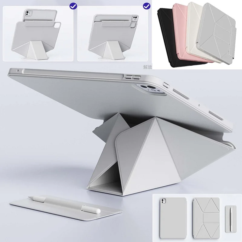 

Чехол-подставка для iPad Air 13 дюймов 2026 2025 2024, магнитный, со съемным держателем для стилуса, складной, с регулируемым углом наклона