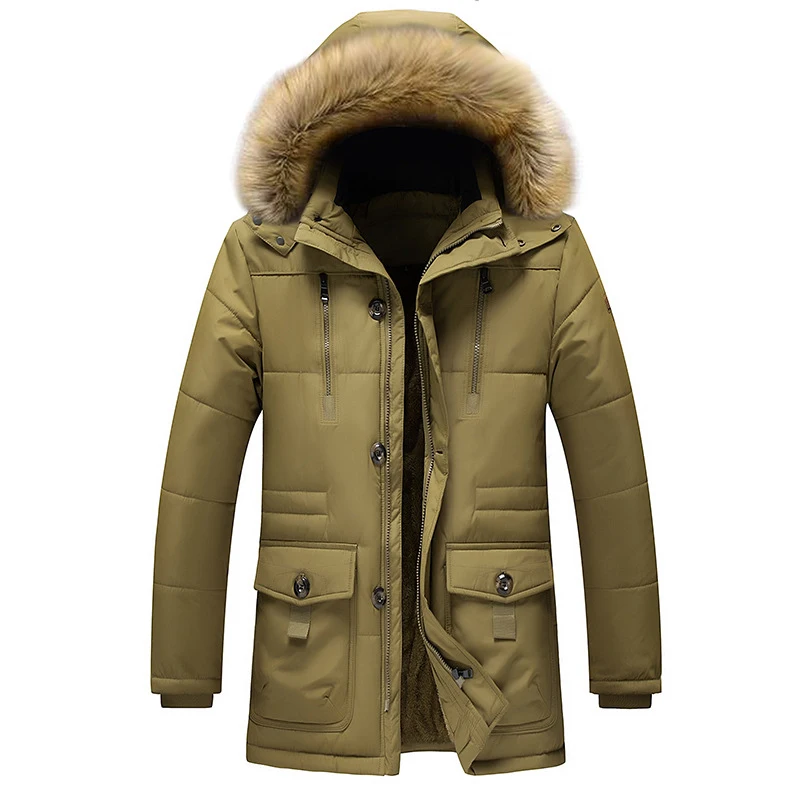 Winter Men Snow Hooded Parkas Coats Man Mountain Ski Thermal Coats Men -30 Degree Cotton Windbreaker Down Padded Jacket Clothing — zdjęcie 3