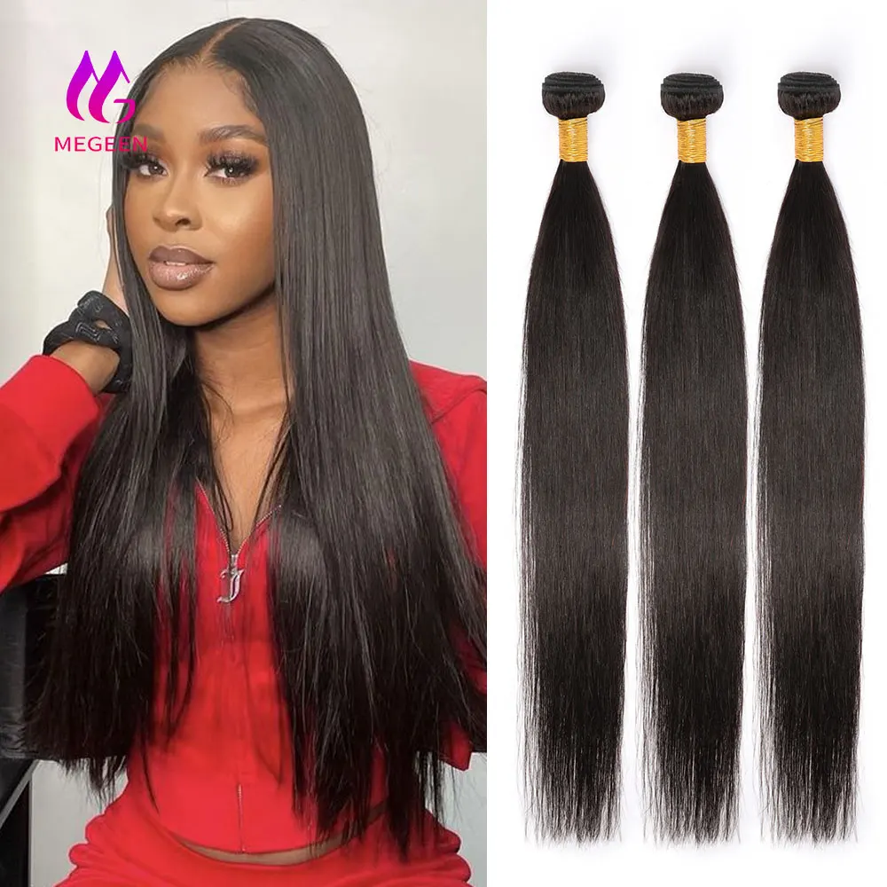 

Megeen, прямые человеческие волосы, Φ 12-32 дюйма, 12 А, бирманские волосы для наращивания, шелковистые гладкие волосы, 1/3/4 шт., двойное переплетение, можно окрашивать