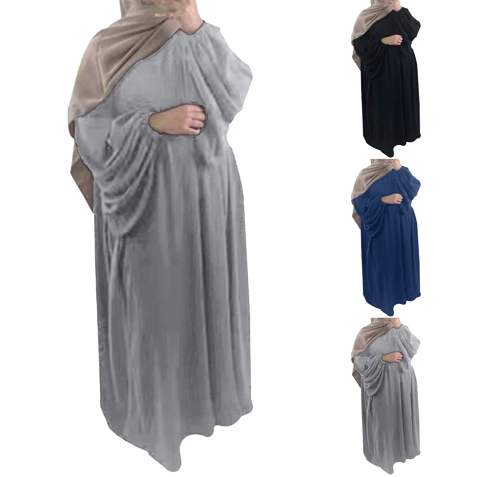 

Abaya Muslim Long Dress for Women Crepe Ramadan Eid Loose Islamic Clothing Prayer Dresses Hijab Robe Dubai Turkish Modest Kaftan