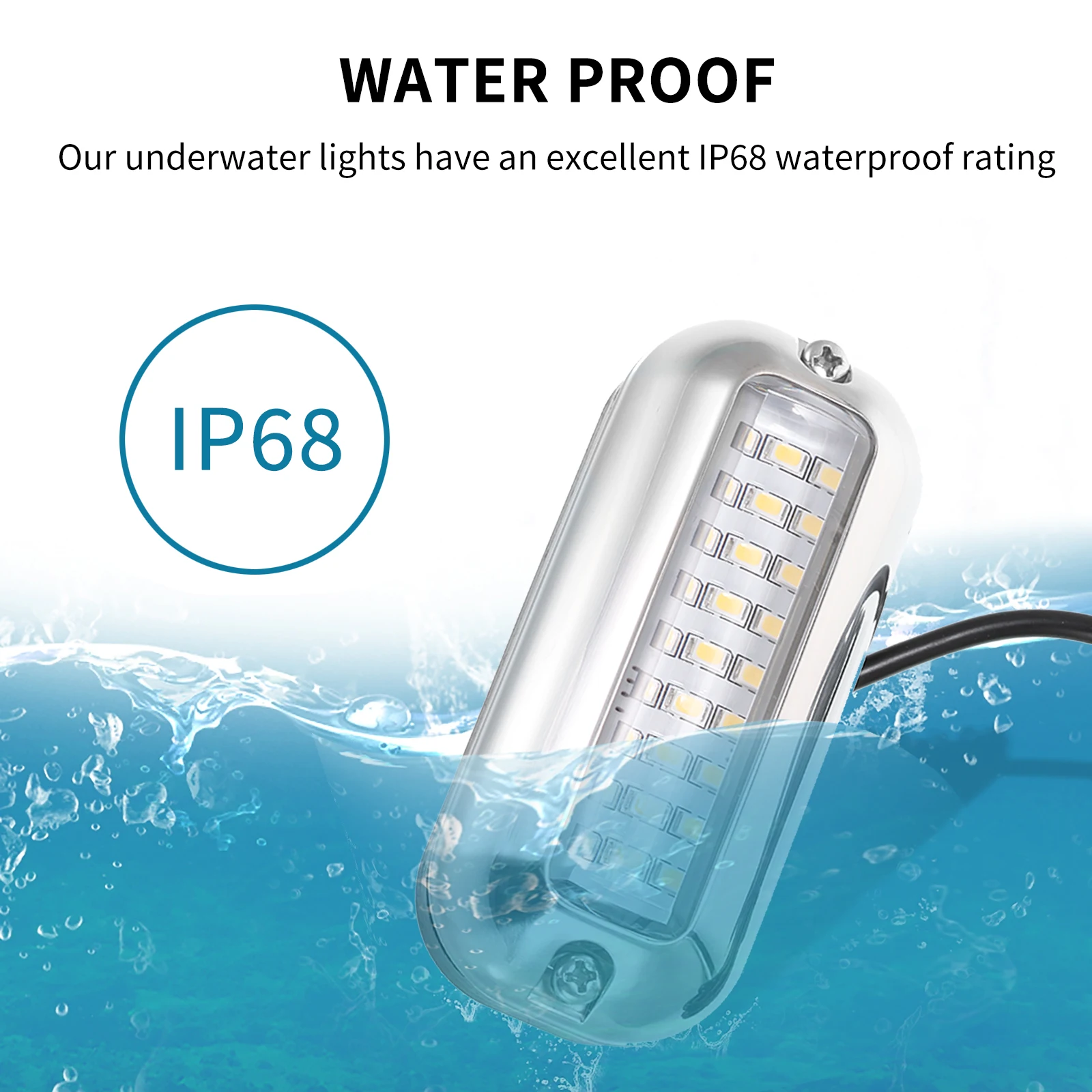 27LED 12V Boat Transom Light Underwater Pontoon Marine Ship Boat Accessories Light Stainless Steel Waterproof Marine Light IP68