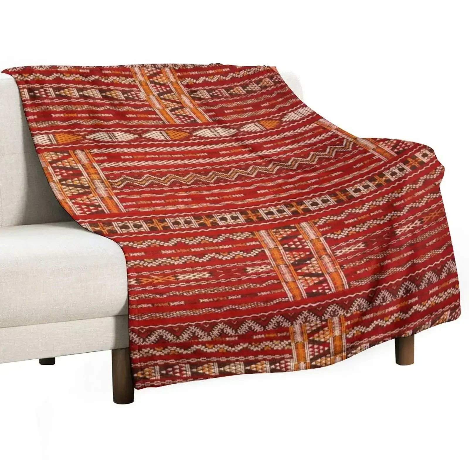 

Red Vintage Moroccan Pattern Throw Blanket No Pilling Soft Warm Blanket for Bed