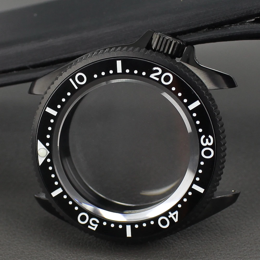 Zwart PVD 38 mm 316L roestvrijstalen horlogekast keramische bezel saffierkristal voor NH35 NH36 4R35 4R36 automatisch uurwerk 28,5 mm