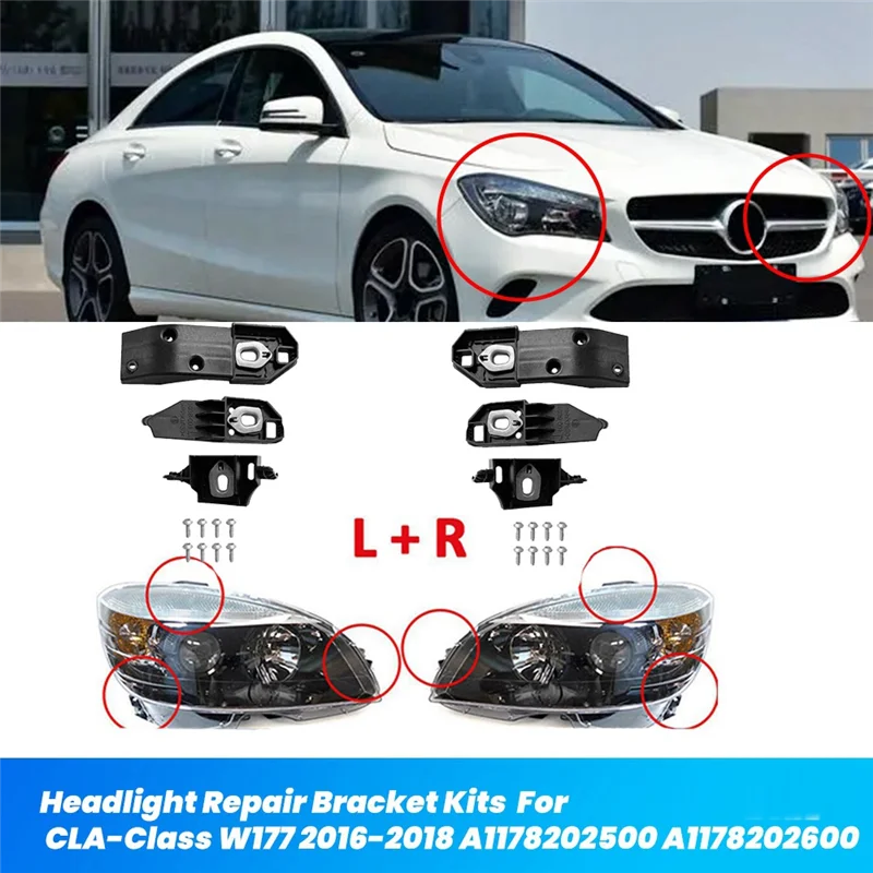 

Car Headlight Repair Bracket Kits Fixed Holder Screw For CLA-Class W177 2016-2018 A1178202500 A1178202600