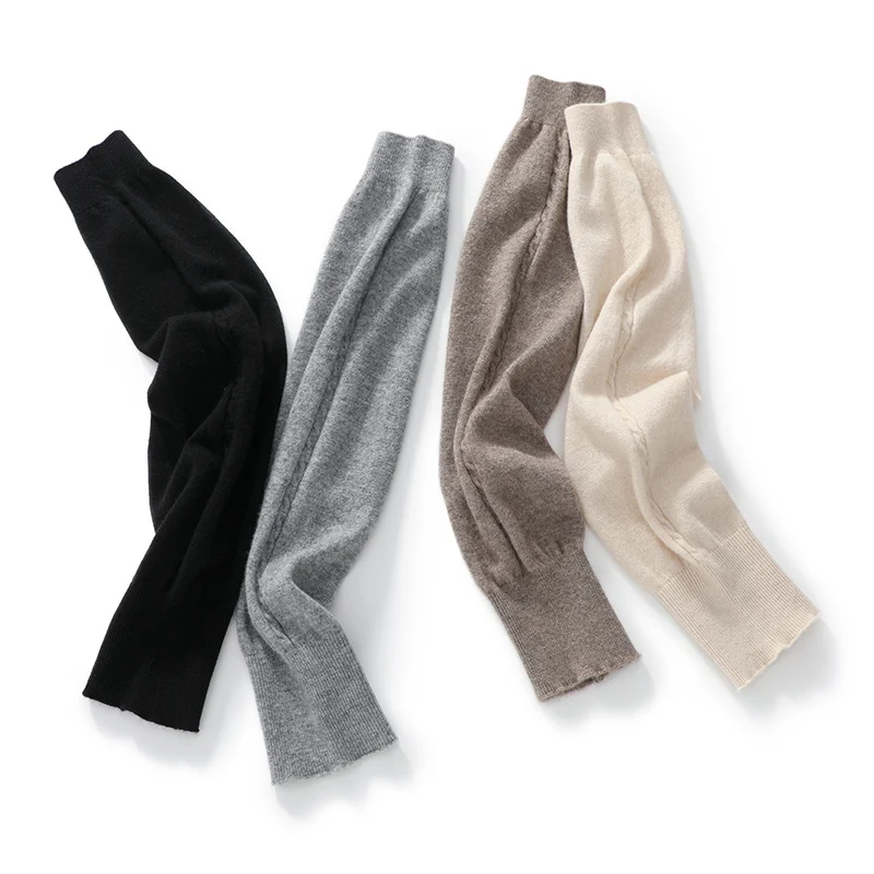 100% Cashmere Knee Pads Extended Leg Warmers for Cold Legs Over-the-Knee Long Socks Comfortable Elastic Calf Protectors 58CM