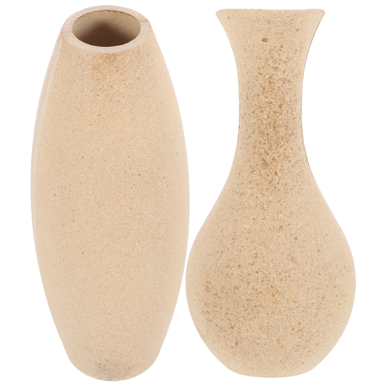 2pcs Wooden Vase Farmhouse Flower Vintage Arrangement Holder Home Decor Bottle Wood Vases Graffiti Mold Painting Clay DIY