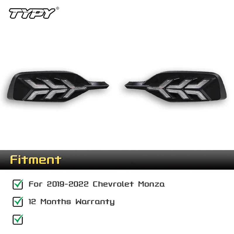 نوع سيارة LED أضواء النهار الجري لسيارة شيفروليه مونزا 2016-2022 وما بعد DRL مع ضوء الضباب الوامض الأصفر مع ثقب