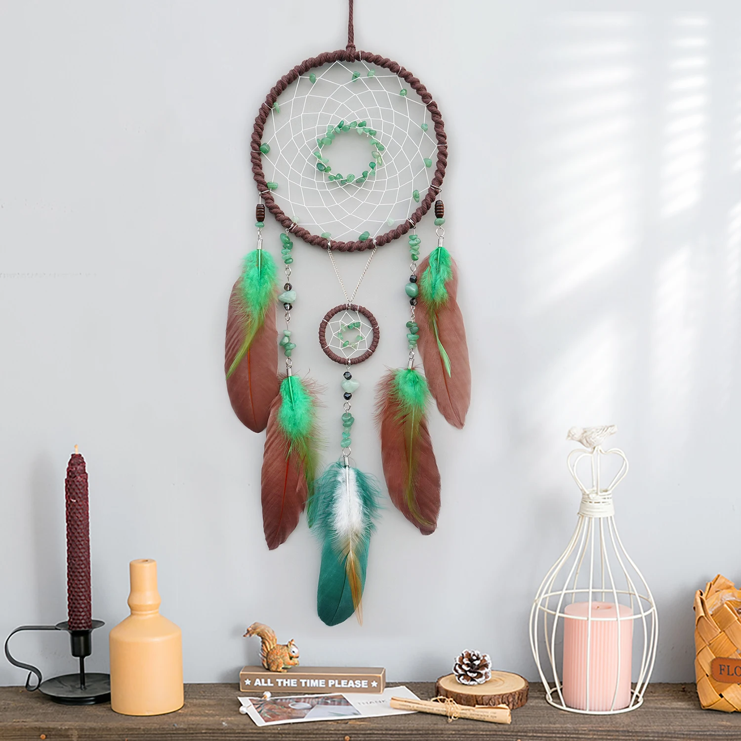 Bohemian Feathers Crystal Dream Catcher Large Wall Hangings Home Decoration Door Pendants Wind Chimes For Girls Holiday Gifts