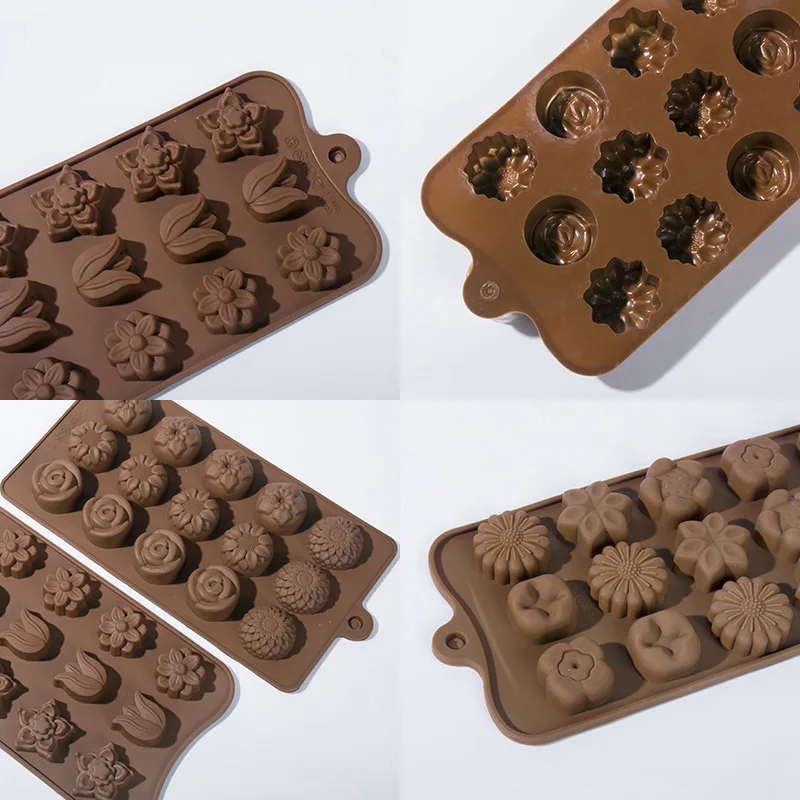 Chocolate Silicone Mold 15 types Waffle Mold Fondant Patisserie Candy Bar Letters Mould Cake Mode Decoration Kitchen Baking