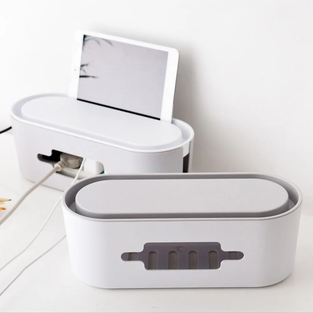 

Socket Organizer Power Strip Cable Management Case Cord Hider Container For Home Office With Lid Dustproof Grey Large Capacity