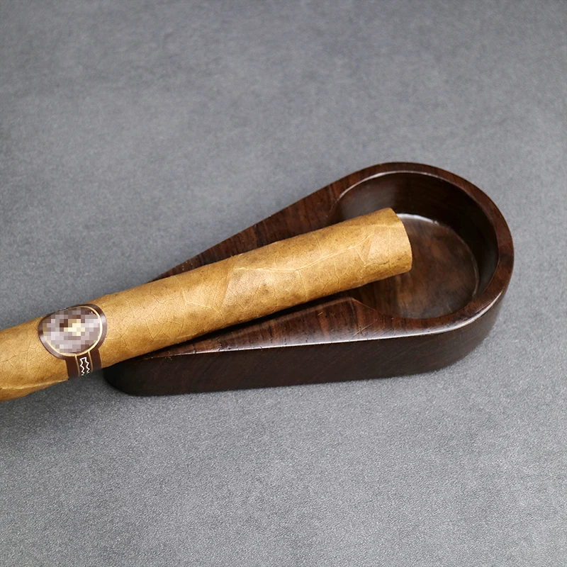 Ebony Solid Wood Portable Ashtray Single Cigar Holder Retro Home Ashtray for Cigar Cigarette Ashtray Gift Smoking Accessories